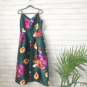 Alexa B Green Floral Dress Occasion Dress - 14 NWT